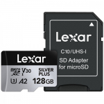 Memory card microSD 128GB C10 A2 U3 V30 205/150MB/s Silver Plus