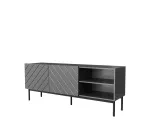 ABETO RTV kapp mustal terasraamil 150x42x60 cm grafiit/l&auml;ikiv grafiit