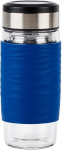 Emsa Tea Mug thermal tea mug 0.4 liters (blue/transparent, glass, screw cap)