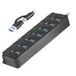 USB3.2 Gen1 hub, 7 port on/off switch black