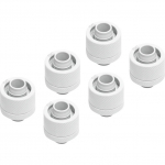 Alphacool Eiszapfen 16/10mm Screw-in Fitting G1/4 - White Sixpack, white connection, for soft tubing (PVC, silicone, neoprene)