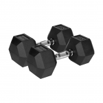 REBEL ACTIVE Rubber-coated cast iron dumbbells 2x15 kg