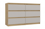 M6 MALWA CHEST OF DRAWERS 120CM 6 DRAWERS COLOUR ARTISAN OAK/CASHMERE