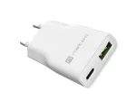 NATEC RIBERA GAN SLIM MAINS CHARGER 1&times; USB-A + 1&times; USB-C 20W WHITE