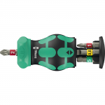 Wera Kraftform Kompakt Stubby Magazine RA 1, bit set black/green, 6-piece, 1/4", with ratchet function