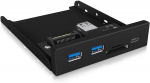 ICY BOX IB-HUB1417-i3, front panel (black, 1x USB Type-C, 2x USB Type-A, card reader)