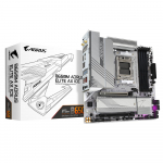 GIGABYTE B650M AORUS ELITE AX ICE emaplaat - AMD Ryzen 9000 seeria protsessorid, 12+2+2 faasiline VRM, kuni 8000MHz DDR5 (OC), 1xPCIe 5.0 + 1xPCIe 4.0 M.2, 2.5GbE LAN, WIFI 6E, USB 3.2 Gen 2x2