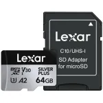 Memory card microSD 64GB C10 A2 U3 V30 205/100MB/s Silver Plus