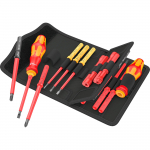 Wera Kraftform Kompakt VDE 18 Universal 2 Tool Finder, 18-piece, screwdriver red/yellow, including 2 plug-in handles, VDE interchangeable blades