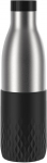 Emsa Bludrop sleeve insulated drinking bottle 0.7 liters, thermos bottle (black, stainless steel, silicone sleeve)