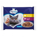 PREVITAL kana- ja vasikaliha kastmes - m&auml;rg kassitoit - 4 x 100 g