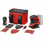 Einhell Power X-Change Cordless Hand Sander TE-OS 18/113 3X Li-Solo, 18 Volt (red/black, without battery and charger, with bag + accessories)