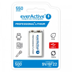Laetav aku everActive 6F22/9V Li-ion 550 mAh USB TYPE C-ga
