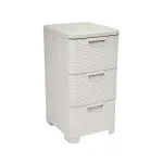 CURVER Rattan 206314 Storage Unit with 3 &times; 14 L Drawers, Cream