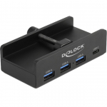 DeLOCK External USB 5 Gbps 4 Port Hub 3 x USB Type-A and 1 x USB Type-C&trade; with locking screw, USB Hub black