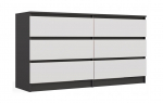 M6 MALWA CHEST OF DRAWERS 140 CM 6 DRAWERS ANTHRACITE/WHITE