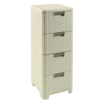 CURVER Rattan 209907 Storage Unit with 4 &times; 14 L Drawers, Cream
