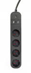Smart Power Strip Tuya 4xDE 2xUSB-A 1xUSB-C Black