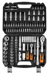 NEO TOOLS Socket Set 1/2", 1/4", 110 pcs, Satin Finish 10-211