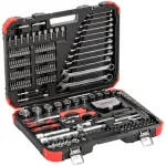 GEDORE red socket wrench set 1/4 + 1/2, 232 pieces, tool set (red/black, with 2 reversible ratchets)