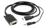 Gembird A-HDMI-VGA-03-6 videokaabli adapter 1,8 m HDMI Type A (standardne) VGA (D-Sub) + 3,5 mm must