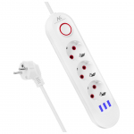 Macleani pikendusjuhe, 3 pesaga pikendusjuhe + 3xUSB, 110-240V AC 50/60Hz, 2.1A max 2500W, 1.5m, valge, MCE394 W
