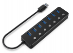 Gembird UHB-U3P7P-01 7-pordiline USB 3.1 (Gen 1) jaotur l&uuml;lititega, must