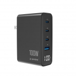 Universal charger GaN 100W LCD 3xUSB-C 1xUSB-A black