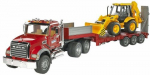 Bruder MACK Granite Low loader truck with JCB 4