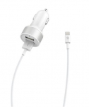 Devia Smart Series kahe USB-ga autolaadija koos Lightning-kaabliga (MFi)(2.4A, 2USB, valge