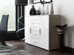 Cama elutoa kummut UNI sonoma tamm/valge l&auml;ikega