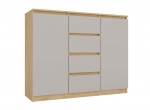 CHEST OF DRAWERS WITH 2 DOORS AND 4 DRAWERS, ARTISAN OAK/CASHMERE COLOUR