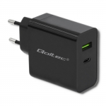 Qoltec 51717 laadija | 45W | 5-20V | 2.25-3A | USB t&uuml;&uuml;p C PD | USB | Must