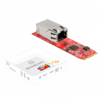 DeLOCK Converter M.2 Key B+M connector to 1 x RJ45 2.5 Gigabit LAN port horizontal, LAN adapter