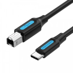 USB 2.0 printerikaabel, C-t&uuml;&uuml;pi isaspistik B-t&uuml;&uuml;pi isaspistikuks, 1 m