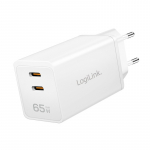 Dual USB socket adapter 65W, 2xUSB-C, white