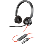 HP Poly Blackwire 3320M USB-C Stereo Headset +USB-C/A Adapter (Black, Certified for Microsoft Teams)