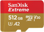 SanDisk Extreme 512 GB microSDXC, memory card (UHS-I U3, Class 10, V30, A2)