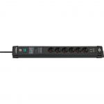 Brennenstuhl Premium-Line 6-way power strip, black, 3 meters, 60,000A surge protection, 2x USB-A