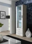 Cama vitriinkapp SOHO S1 sonoma tamm/valge l&auml;ikega
