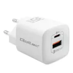 Qoltec 50763 mobiilseadme laadija S&uuml;learvuti, kaasaskantav m&auml;ngukonsool, akupank, nutitelefon, nutikell, tahvelarvuti Valge AC Kiirlaadimine Siseruumides