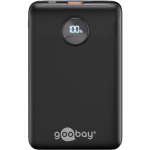 goobay Power Bank Compact 10,000 mAh (black, 10 Ah, 1x USB-A, 1x USB-C, Power Delivery, Quick Charge)