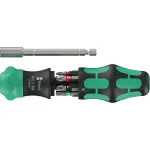 Wera Kraftform Kompakt 28 RA 1, bit set black/green, 6-piece, 1/4", with ratchet function and stainless steel bit holder