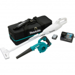 Makita CLX245SAX1 Cordless Combo Kit, 12 Volt, Leaf Blower Blue/Black, 2.0Ah Li-ion Battery, Cordless Vacuum Cleaner and Cordless Blower