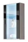 Cama ripp-vitriinkapp SOHO valge/must l&auml;ikega