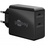 goobay USB-C dual fast charger 36 watts, PD (black, 2x USB-C, Power Delivery)