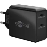 goobay USB-C dual fast charger 36 watts, PD (black, 2x USB-C, Power Delivery)