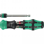 Wera Kraftform Kompakt 20 RA-R with pouch, bit set black/green, 6-piece, 1/4", with ratchet function and Rapidaptor quick-change chuck