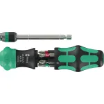 Wera Kraftform Kompakt 20 RA-R with pouch, bit set black/green, 6-piece, 1/4", with ratchet function and Rapidaptor quick-change chuck