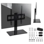 Maclean MC-450 universaalne telerialus telerikapile, max. 40 kg, max. VESA 400x400, 32-65" karastatud klaasist alus, 3-astmeline k&otilde;rguse reguleerimine